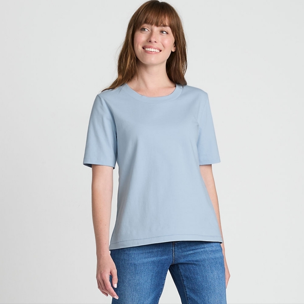 Lands End Light Blue Short Sleeve T-Shirt 100% Cotton Size Large